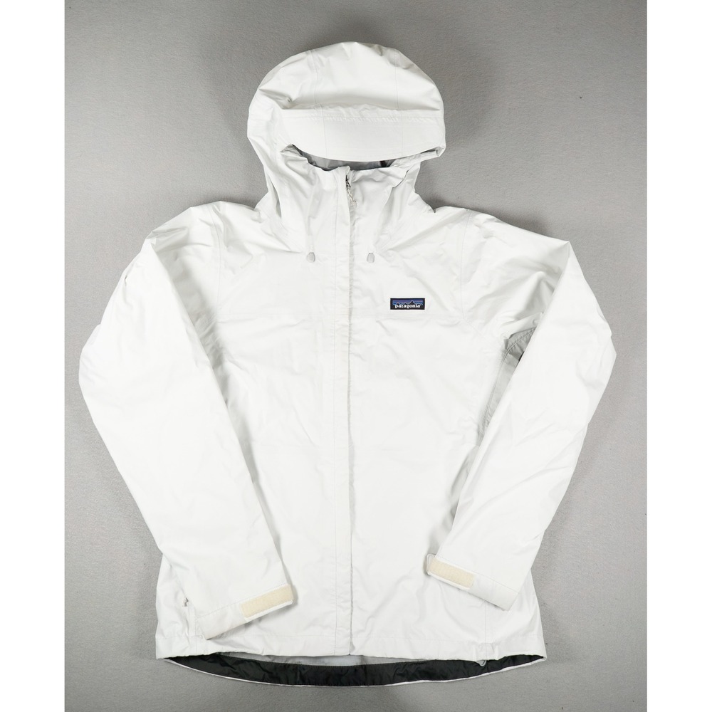 Patagonia Womens Torrentshell 3L Rain Jacket White Medium Waterproof Hooded Coat